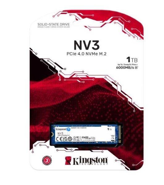Накопитель SSD Kingston NV3, 1Tb, M.2 2280, NVMe, PCIe 4.0, R/W 6000/4000