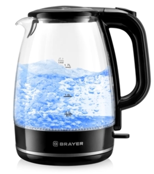 Чайник электрический BRAYER BR1030, 2200 Вт, 1.7 л, стек л,корп,автоотк л,при.закип,подсвет
