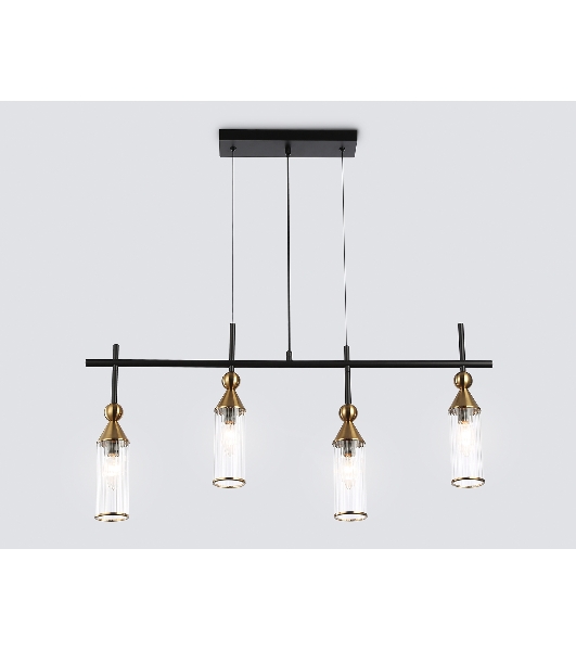 Светильник Ambrella light LH55254/4 BK/BS/CL черный/латунь/прозрачный E14*4 max 40W 845*65*1150
