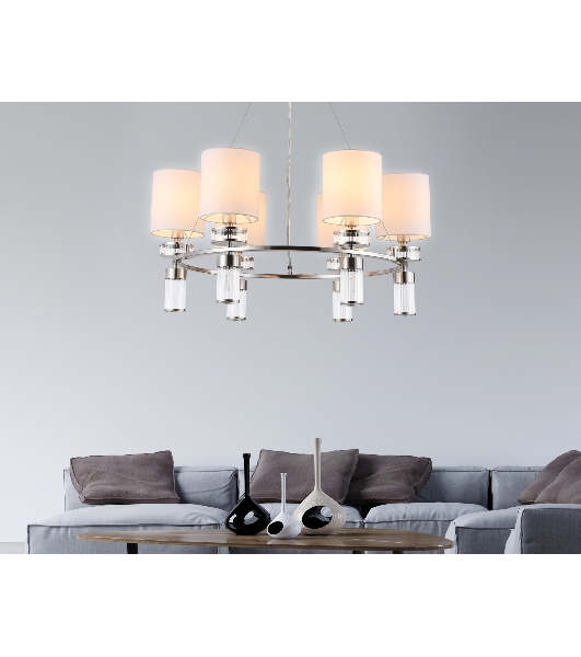 Люстра Ambrella light LH71291/6 SN/WH никель/белый E14/6 max 40W D680*730