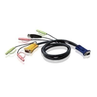 Кабель ATEN KVM Cable 2L-5305U Кабель для KVM: USB(Am)+DB15(m)+2*Audio (PC) -на- SPHD15(m)+2*Audio (KVM), 5м