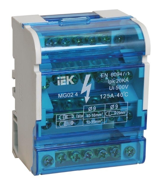 Шины на DIN-рейку в корпусе IEK YND10-4-07-100 (кросс-модуль) ШНК 4х7 3L+PEN IEK