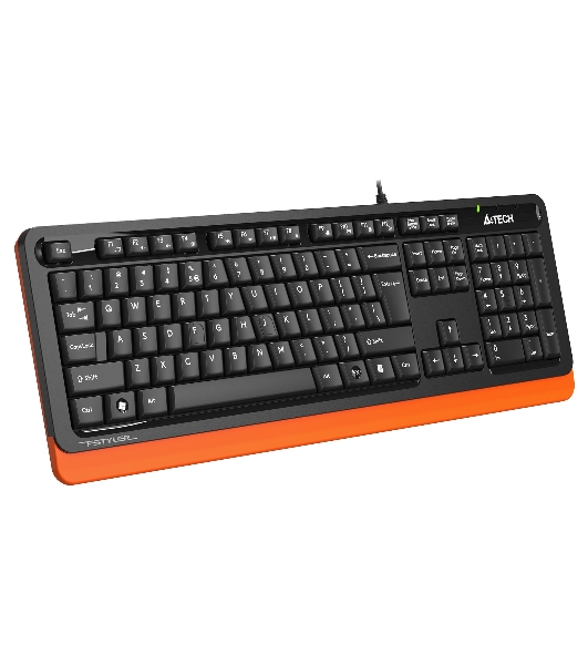 Клавиатура проводная A4Tech Fstyler FKS10, USB, черный/оранжевый