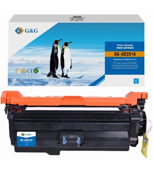 Картридж лазерный G&G GG-CE251A CE251A голубой (7000 стр.) для HP CLJ CP3525n/CP3525dn/CP3525X/CP3520/CM3530fs MFP/CM3530 MFP