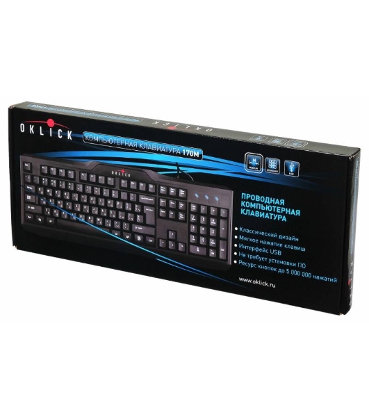 Клавиатура Oklick 170M проводная, USB Type-A, чёрный