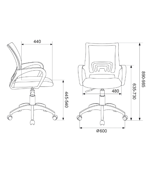 Кресло Бюрократ CH-W695NLT TW-04 TW-12 темно-серый, сетка/ткань, 120 кг, механизм качания