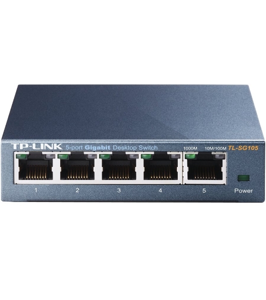 Коммутатор TP-Link SOHO TL-SG105 5-port Desktop Gigabit Switch, 5 10/100/1000M RJ45 ports, metal case