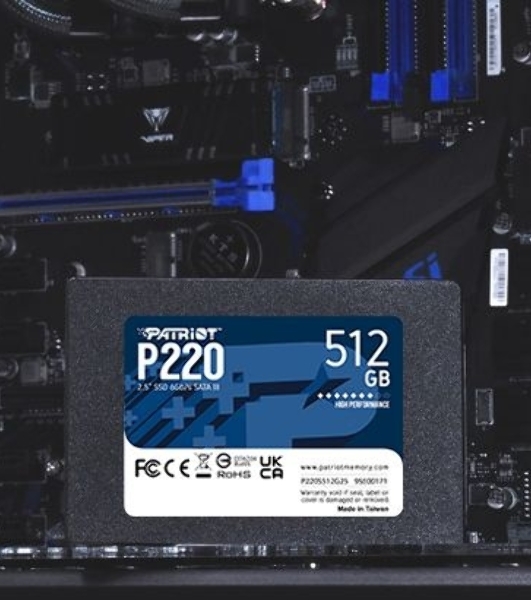 Накопитель SSD Patriot P220, 512Gb, SATA III, 2.5', R/W 550/500