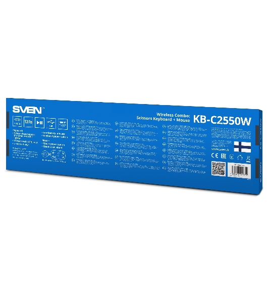 Комплект беспроводной SVEN ножничная клавиатура + мышь KB-C2550W черный (109 кл.,12Fn, 1000DPI, 2+1 кл.)