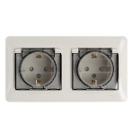 Розетка 2-ая с/з, со шторками, в сборе, IP44 GSL000247 Schneider Electric Glossa Бежевый, фото4