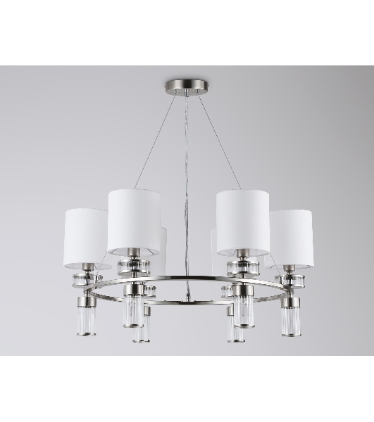 Люстра Ambrella light LH71291/6 SN/WH никель/белый E14/6 max 40W D680*730