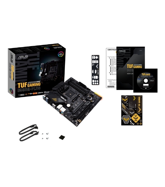 Материнская плата ASUS TUF GAMING B550M-PLUS, AM4, AMD B550, 4xDDR4, 4xSATA, 2xM.2, 1xPCIe 4.0 x16, 1xPCIe 3.0 x16, 1xPCIe x1, 1xHDMI, 1xDP, 1x 2.5Gb LAN, 4xUSB-A 3.2 Gen 1, 1xUSB-A 3.2 Gen 2, 2xUSB-A 2.0, 1xUSB-C 3.2 Gen 2, 5x3.5 мм, 7.1, mATX