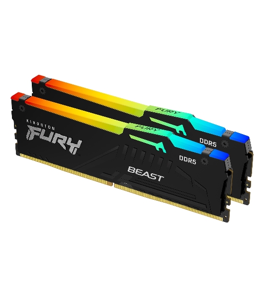 Оперативная память Kingston Fury Beast, DDR5, 16Gb (2x8GB), 5600MHz, CL40, DIMM, с радиаторами, RGB, черный
