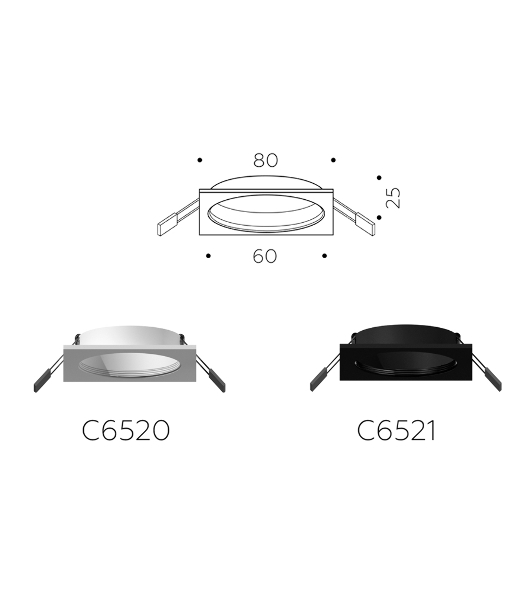 Корпус светильника C6520 SWH белый песок 80*80*H25mm MR16 GU5.3