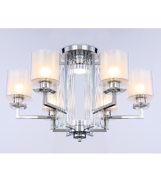 Светильник Ambrella light TR4418/6 CH/CL/FR хром/прозрачный/белый матовый E27*6 max 40W D748*463