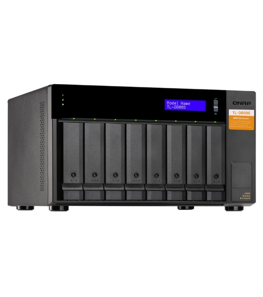 Полка расширения сетевого хранилища без дисков SMB QNAP TL-D800S SATA expansion enclosure, 8-tray 3,5'/2,5' w/o HDD. 2xSFF-8088, hardware RAID support, desktop version.