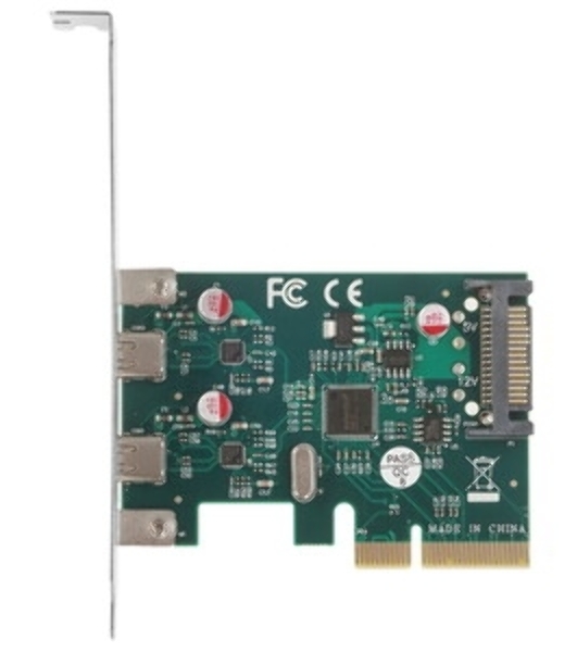Контроллер ExeGate EXE-313 PCI-Ex4, 2*USB3.1 Type-C ext, разъем доп.питания (OEM)