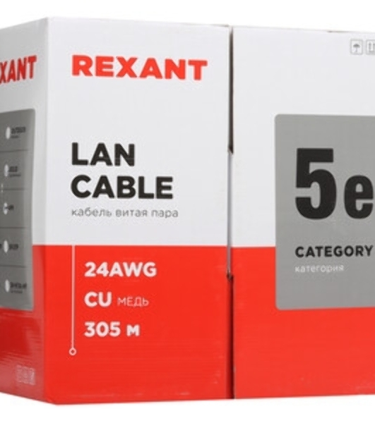 Кабель UTP Rexant 2х2х24AWG кат.5е медь 305м (м)