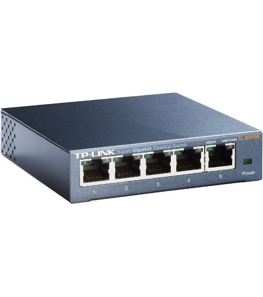 Коммутатор TP-Link SOHO TL-SG105 5-port Desktop Gigabit Switch, 5 10/100/1000M RJ45 ports, metal case