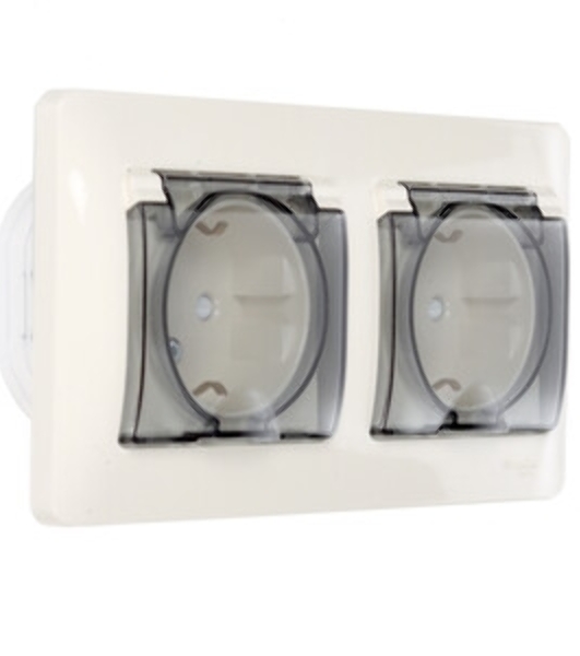 Розетка 2-ая с/з, со шторками, в сборе, IP44 GSL000247 Schneider Electric Glossa Бежевый