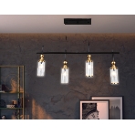 Светильник Ambrella light LH55254/4 BK/BS/CL черный/латунь/прозрачный E14*4 max 40W 845*65*1150, фото 1