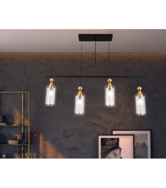 Светильник Ambrella light LH55254/4 BK/BS/CL черный/латунь/прозрачный E14*4 max 40W 845*65*1150