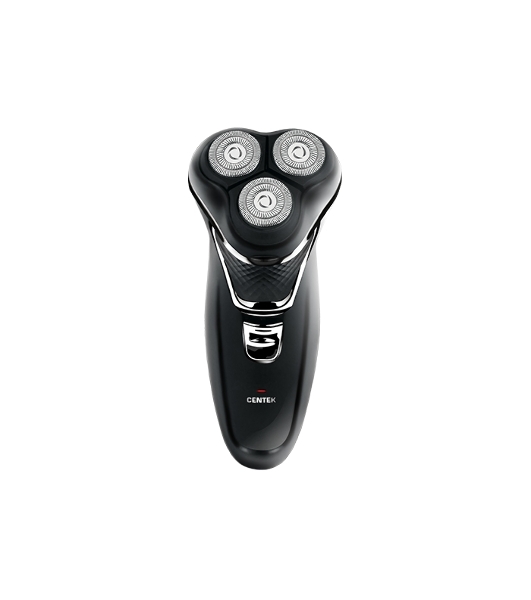 Электробритва Centek CT-2176 черный/хром ротор, 3 плавающие головки, аккумулятор + работа от сети, триммер