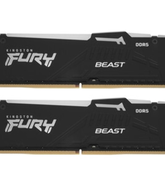 Оперативная память Kingston Fury Beast, DDR5, 16Gb (1x16 Gb), 6400 MHz, CL32, радиатор, RGb, черный