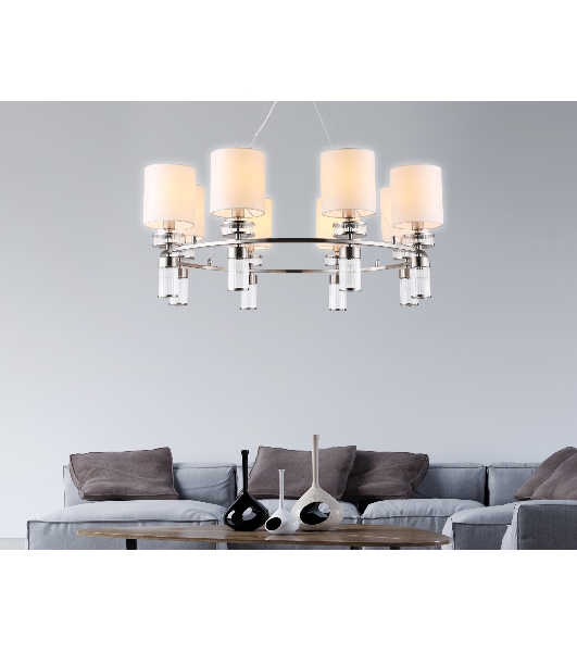 Люстра Ambrella light LH71293/8 SN/WH никель/белый E14/8 max 40W D830*780