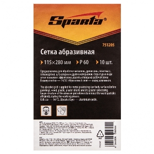 Сетка абразивная Sparta P 60, 115 х 280 мм, 10 шт.