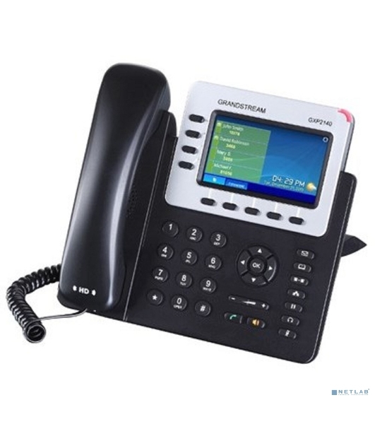 Телефон Grandstream GXP-2140, VoIP 2 Порта Ethernet 10/100/1000, 4 SIP линий, цветной TFT дисплей 480x272, HD Audio