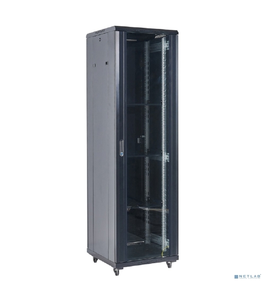 Напольный шкаф Rexant RAL 9005 19' 32U 600×600×1609 (ШxГxВ), дверь стекло, металлическая задняя дверь, боковые съемные стенки