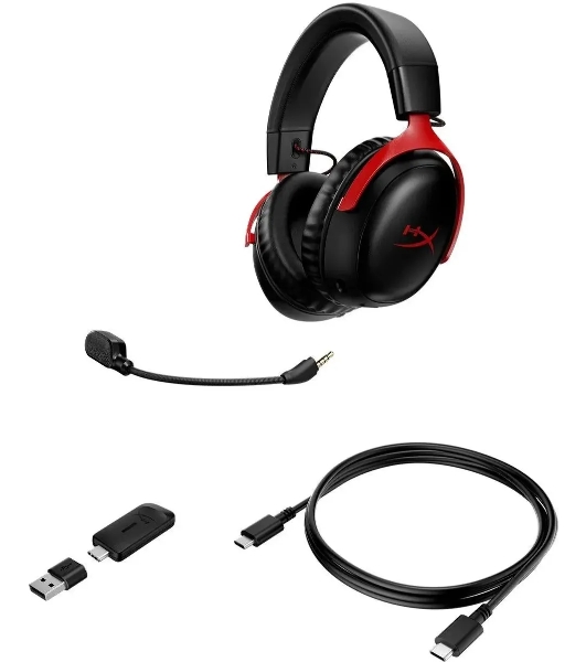 Гарнитура HyperX Cloud III чёрный-красный, беспроводная, радиоканал