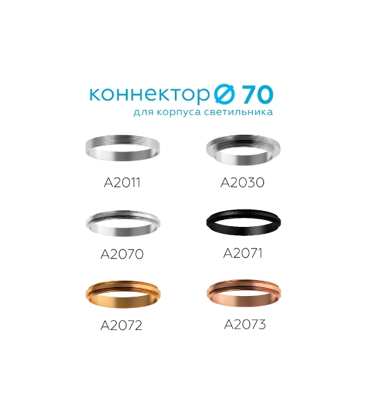 Коннектор декоративный для соединения корпуса светильника 	 Ambrella light A2070 PSL серебро полированное D70*H9mm Out1.5mm