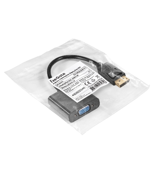 Кабель-переходник DisplayPort-VGA ExeGate EX-DPM-VGAF-0.2 (20M/15F, 0,2м)