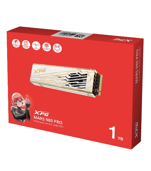 Накопитель SSD ADATA XPG MARS 980 PRO, 1000Gb, M.2(22x80мм), NVMe, PCIe 5.0 x4, 3D NAND, R/W 14000/10000Mb/s, IOPs 1 600 000/1 650 000, TbW 740, DWPD 0.4, with Heat Sink (5 лет)