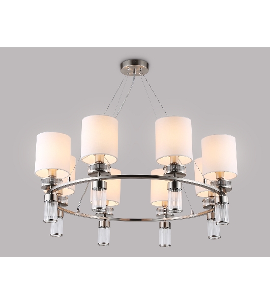 Люстра Ambrella light LH71293/8 SN/WH никель/белый E14/8 max 40W D830*780