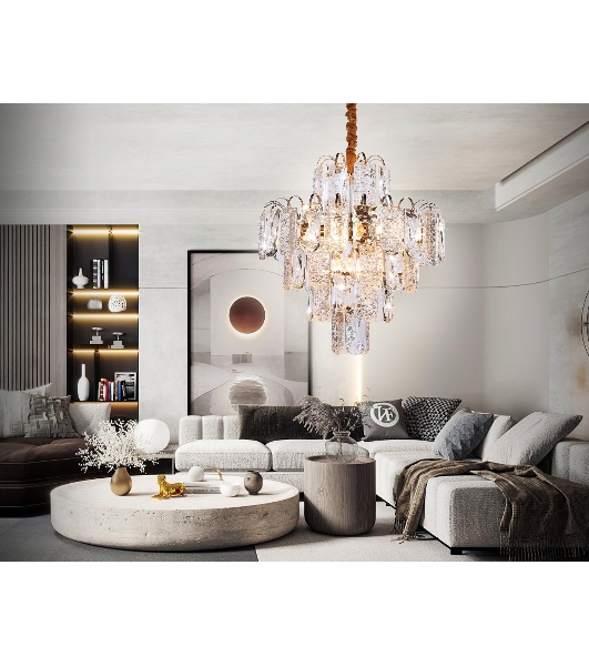 Светильник Ambrella light TR5231/9 SGD/CL/FR золото/прозрачный/белый матовый E27*9 max 40W D500*530