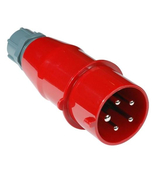 Вилка Lanmaster LAN-IEC-309-32A3P/M трехфазная папа 32A 380V разборная красная
