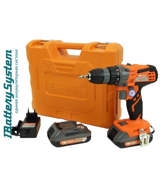 Дрель аккумуляторная СОЮЗ ДШС-18К 18 В, 1BatterySystem, 2 акк. 2 Ач