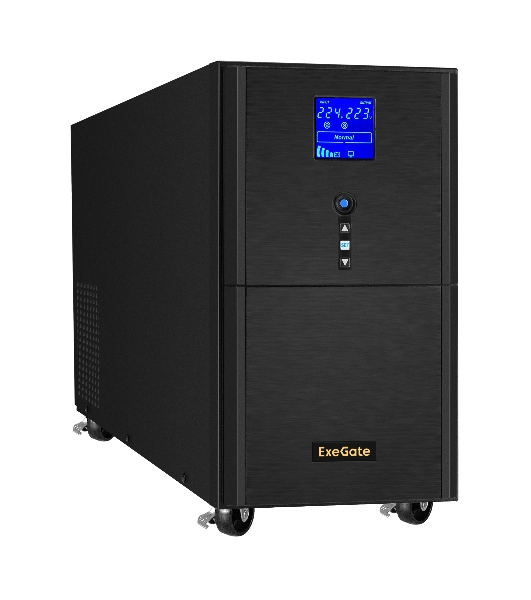 Источник бесперебойного питания (инвертор, синус, для котла) ExeGate SineTower SN-5000.LCD.AVR.2SH.1C13.T.RJ.USB 5000VA/4000W, чистая синусоида, LCD дисплей, AVR, 2*Schuko+1*C13+1*ternimal, RJ45/11, USB, линейно-интерактивный, черный