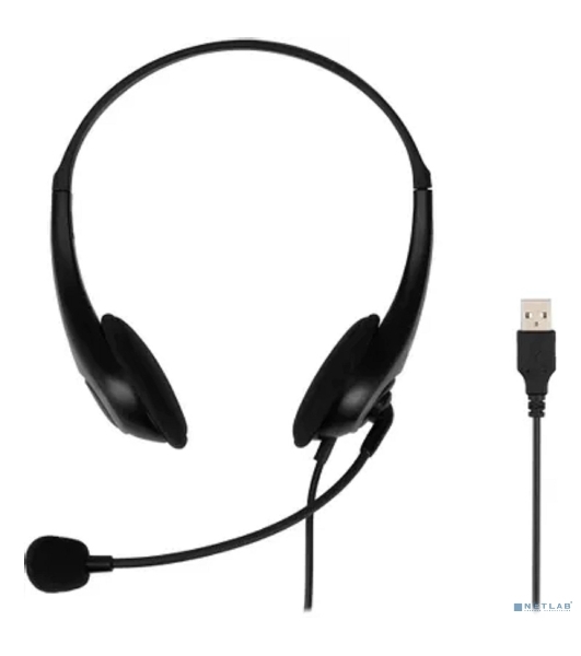 Гарнитура Oklick HS-M300 чёрный/серый, проводная, USB