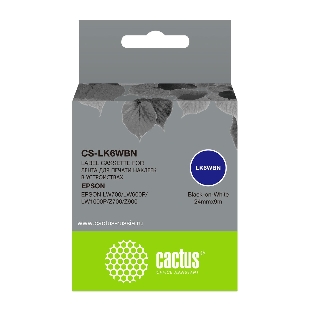 Картридж ленточный Cactus CS-LK6WBN черный, 24мм, 9м для Epson LW700/LW600P/LW1000P/Z700/Z900