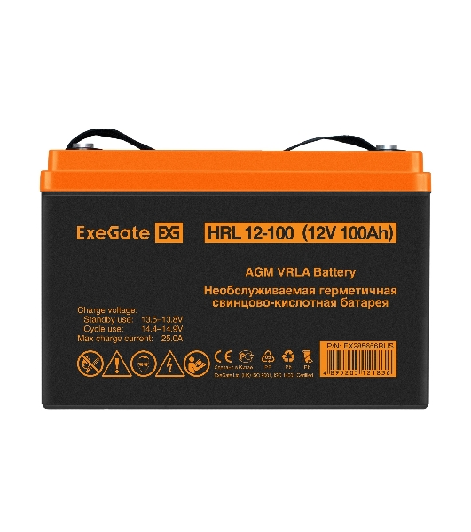 Аккумуляторная батарея ExeGate EX285656RUS HRL 12-100 (12V 100Ah, под болт М6)