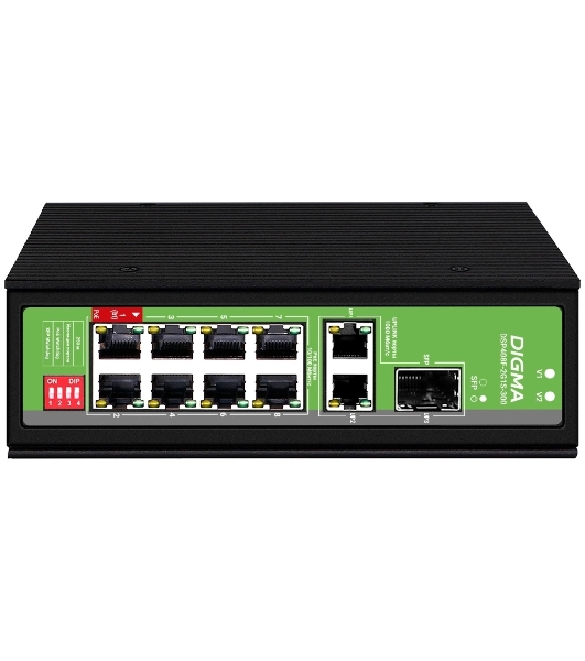 Коммутатор Digma DSP408F-2G1S-300, 8×100 Мбит/с + 2×1 Гбит/с + 1×1 Гбит/с SFP, неуправляемый