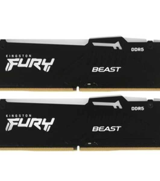 Оперативная память Kingston Fury Beast, DDR5, 32GB (1x32GB), 5200MHz, CL40, DIMM, радиатор, черный