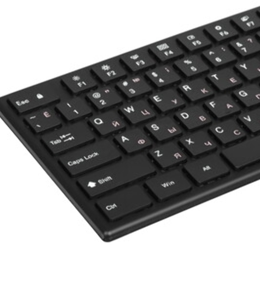 Комплект беспроводной SVEN ножничная клавиатура + мышь KB-C2550W черный (109 кл.,12Fn, 1000DPI, 2+1 кл.)