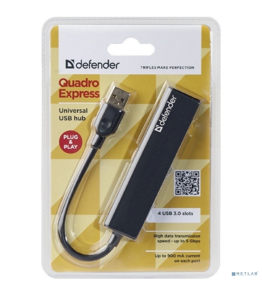 USB-концентратор Defender Quadro Express, USB 3.0, USB 4 порта, USB