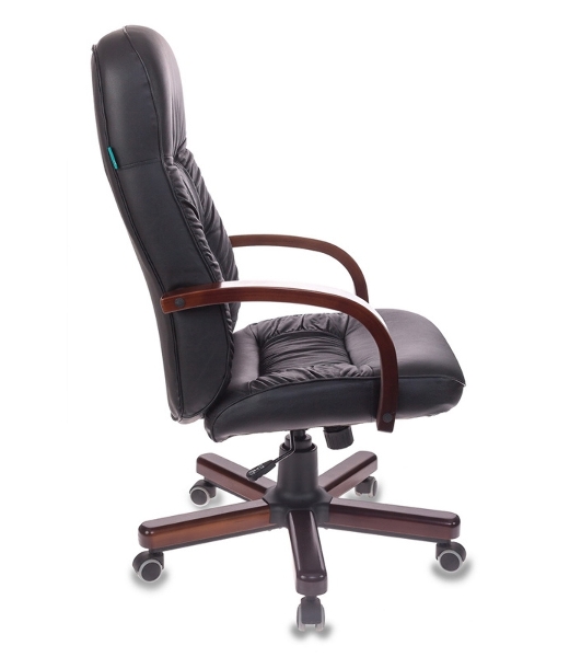 Кресло Бюрократ T-9908/WALNUT черный, кожа