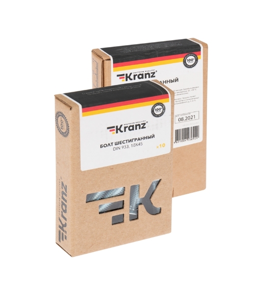 Болт шестигранный Kranz DIN 933, 10х45, упаковка поставщика (24 кг./700 шт.)